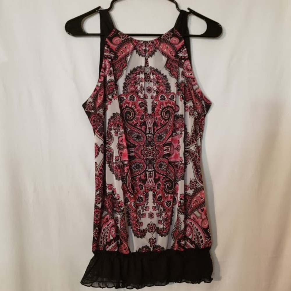 Dressy Flower & Paisley Print Sleeveless Blouse